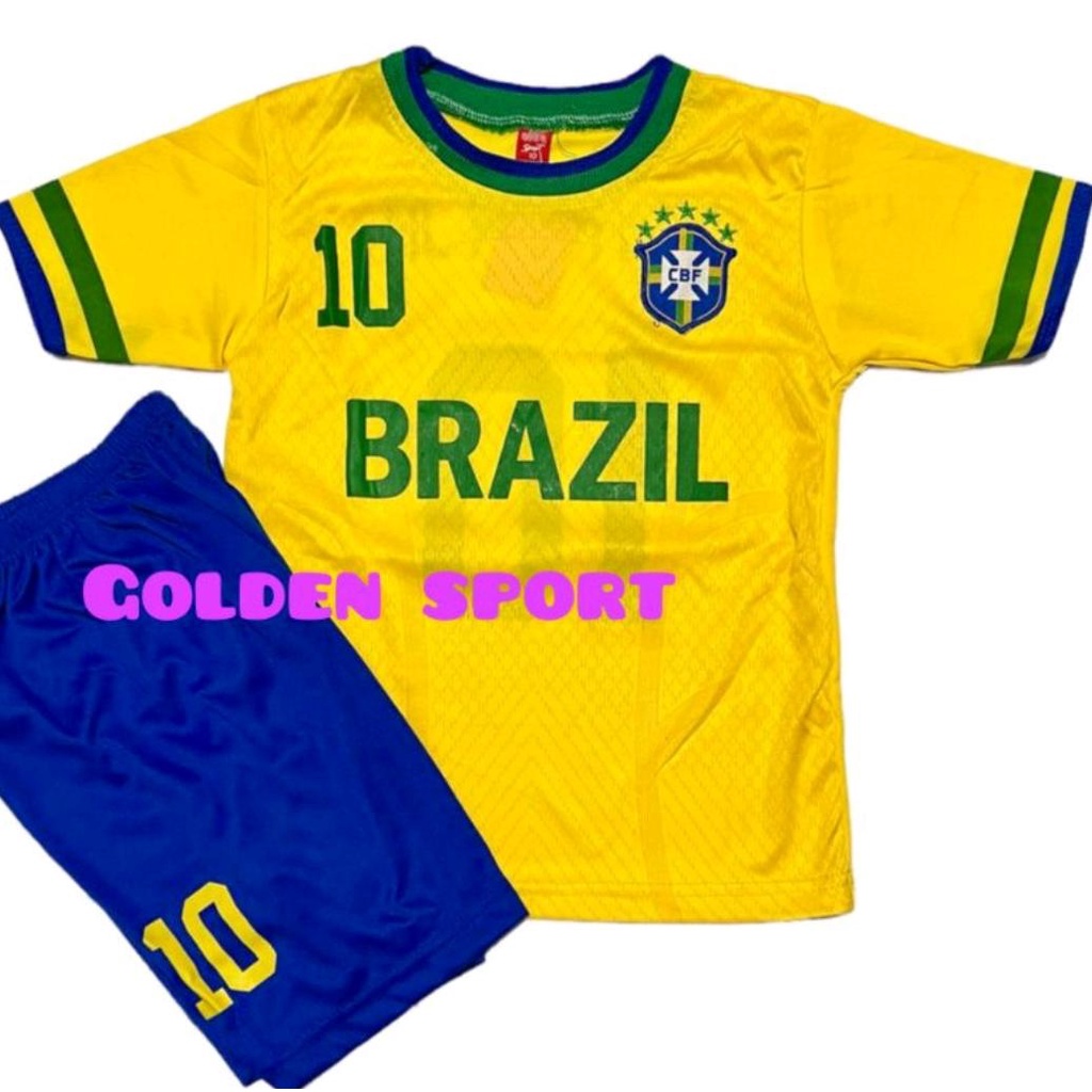 etelan jersey piala dunia terbaru / setelan anak jersey brasil terbaru / setelan sepak bola brazil anak / pakaian olahraga anak / setelan piala