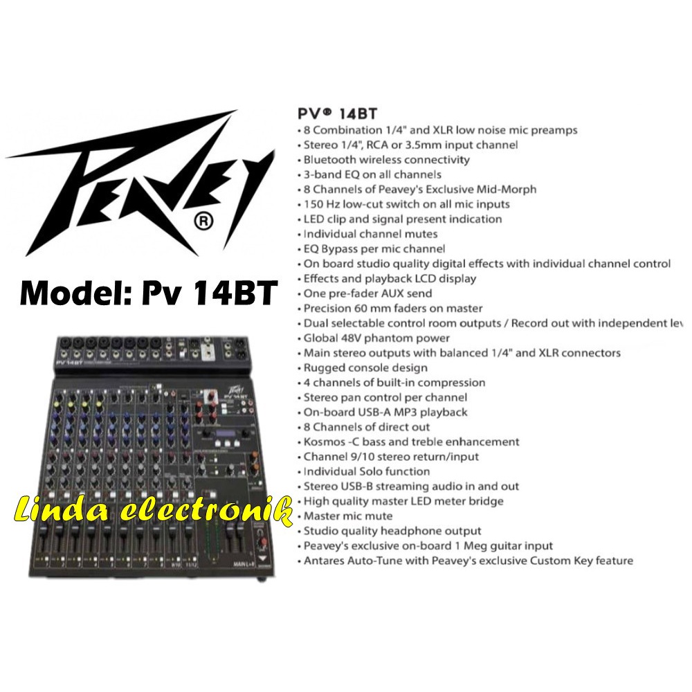 mixer peavey pv14bt peavey pv 14bt peavey pv14 bt 14 channel original