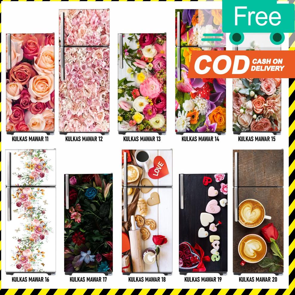 RECOMENDED STIKER Kulkas 1 Pintu dan STICKER Kulkas 2 Pintu Motif Bunga MAWAR - Wallpaper Kulkas
