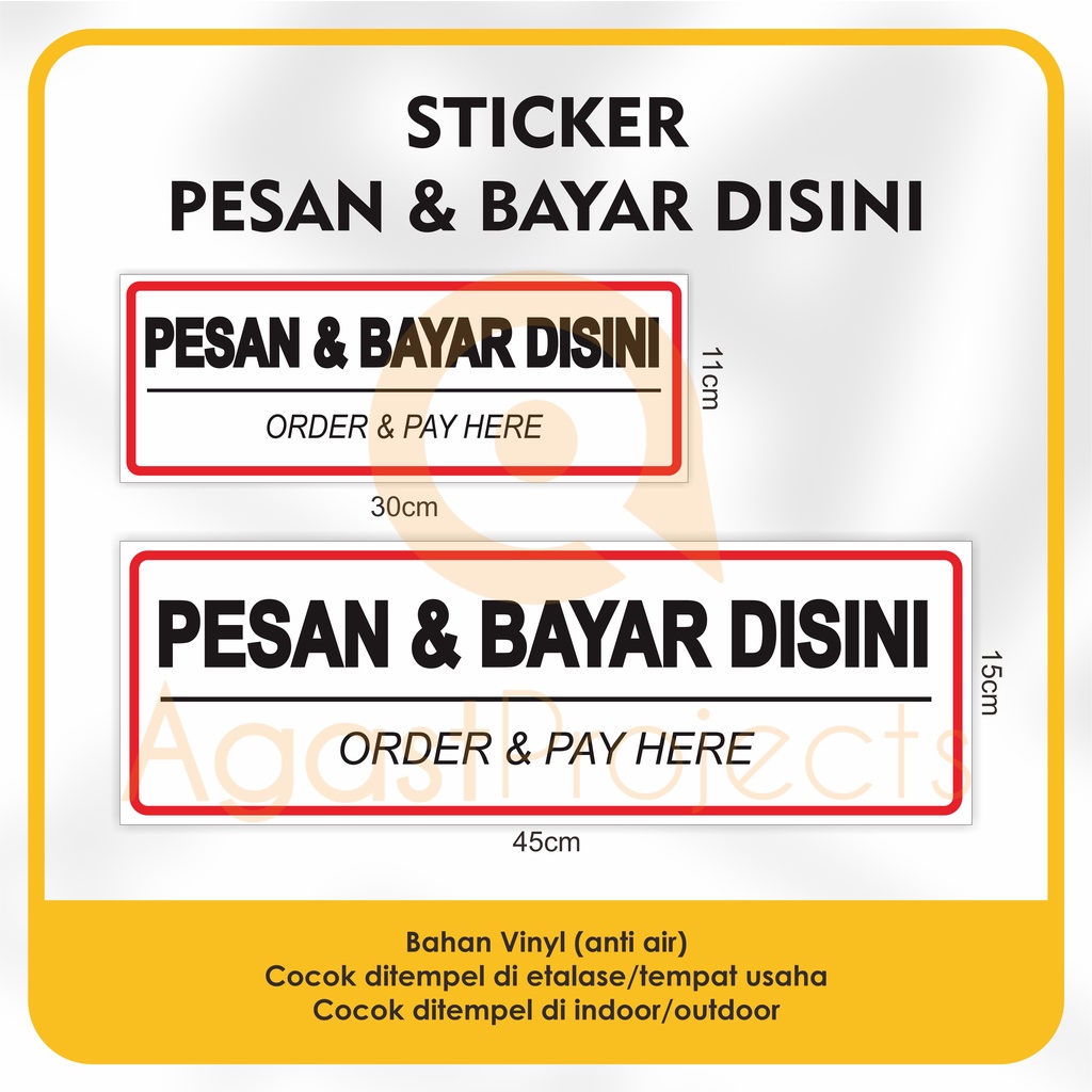 

Stiker Pesan & Bayar Disini Sticker Anti Air