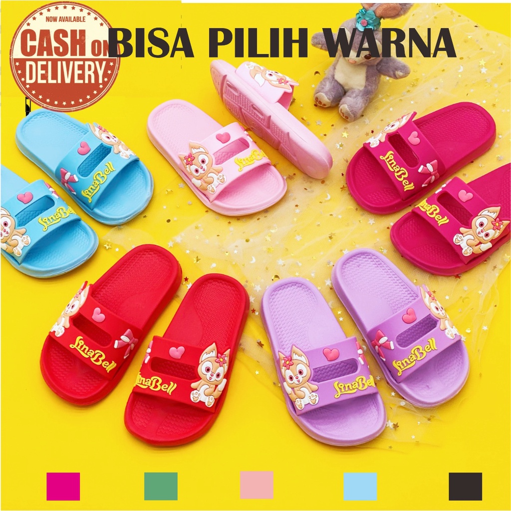 Sendal Slip On Kokop Anak Perempuan Motif Kucing Lucu Anti Slip Elastis COD