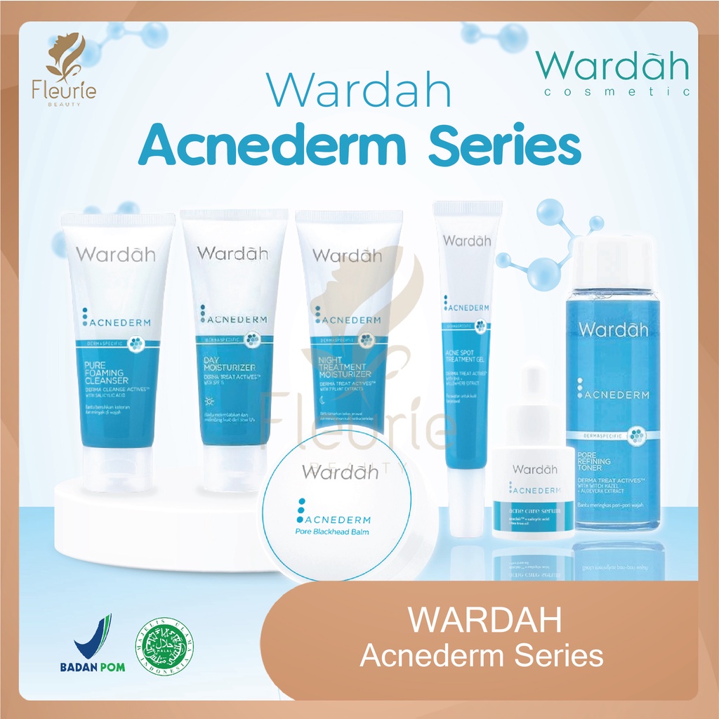 Wardah Acnederm Series - Cleanser, Toner, Day Night Cream, Acne Pore Blackhead