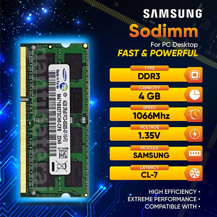 Ram Laptop Samsung DDR3 4GB DDR3-8500S -10600Mhz New Original