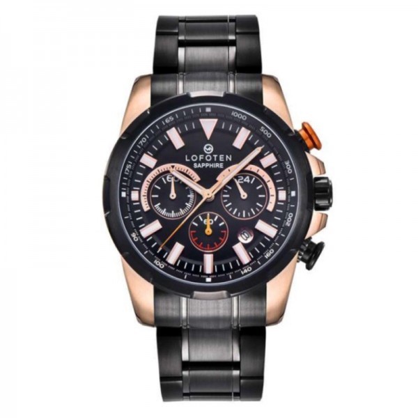 LOFOTEN 6510 Jam Tangan Pria Analog Sapphire Chronograph Date Original - Black Rose