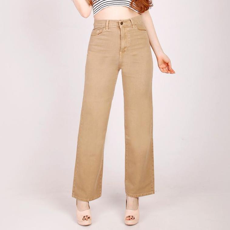 SIAP KIRIM BF CELANA KULOT JEANS CREAM//CELANA BAWAHAN HIGHWAIST KULOT WARNA