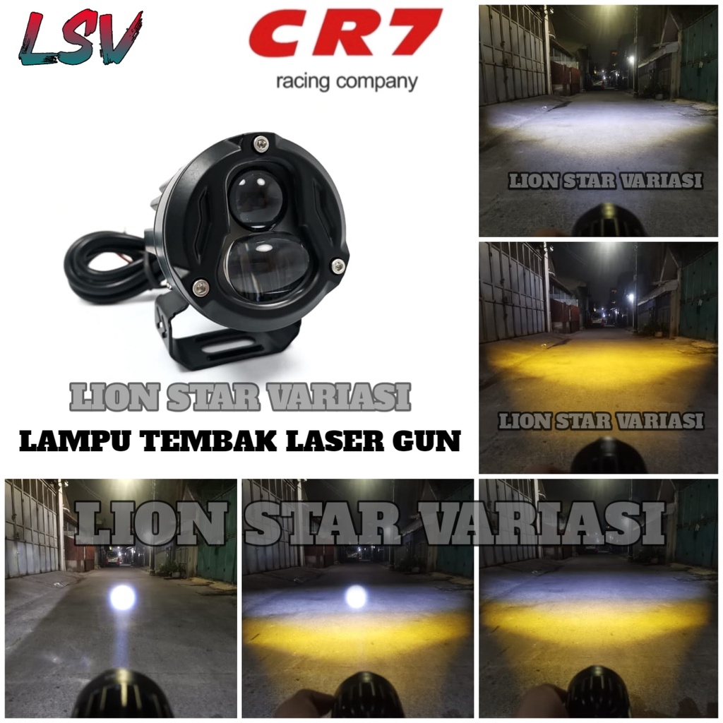 Lampu Tembak Sorot D2 Laser Gun MT28 LED CR7 CSP MT 28 Bulat Foglamp Mobil Motor Warna Putih Kuning