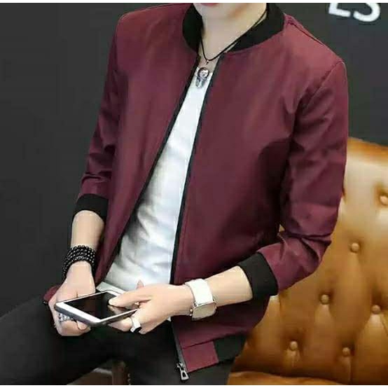Bomber Jaket Pria Polos Taslan Columbia