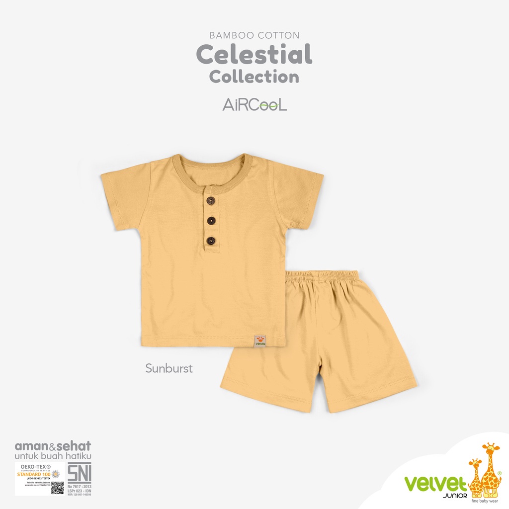 Baju Bayi Piyama Anak Laki Laki Perempuan Setelan Pendek Kancing Dada 9 Bulan 1-6 Tahun Velvet Junior Aircool Celestial Series