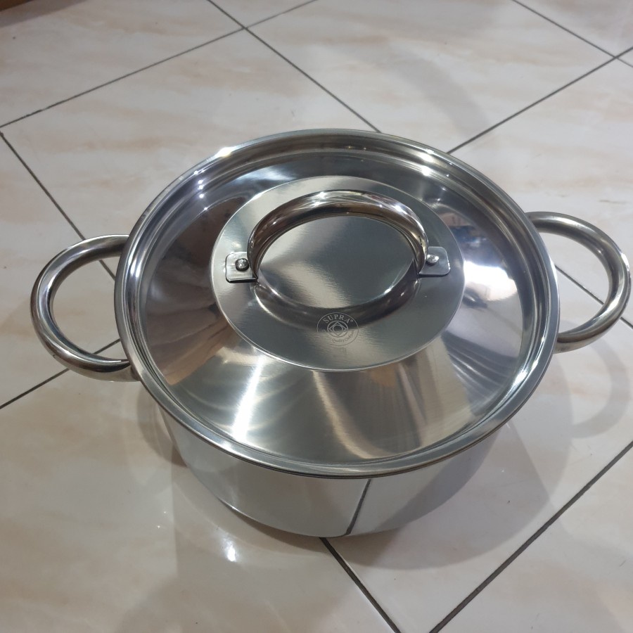 Aluko soup pot panci sop + Glass lid 28cm aluko / Supra soup pot panci sop + Stainless lid 28cm