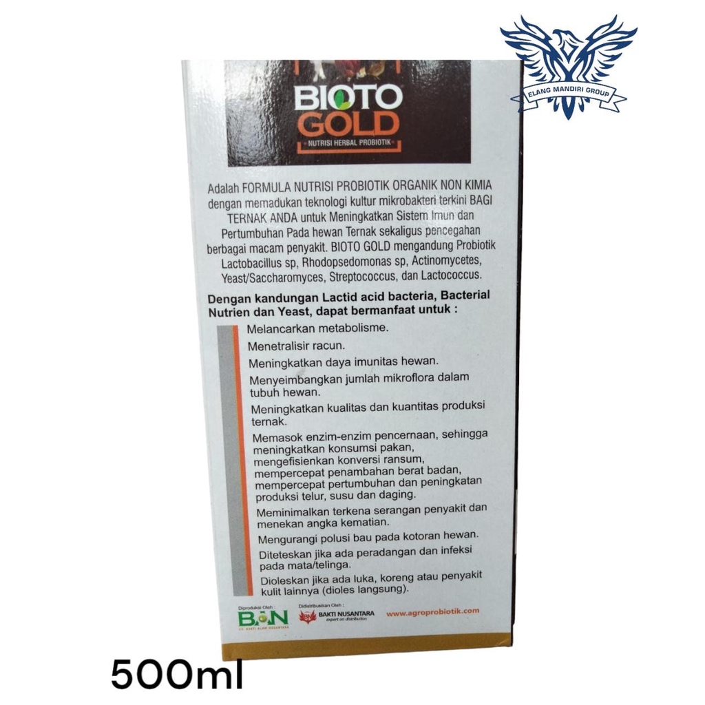 BiotoGOLD 500ml Nutrisi Hewan Ternak Probiotik Super Untuk Semua Jenis Hewan Ternak