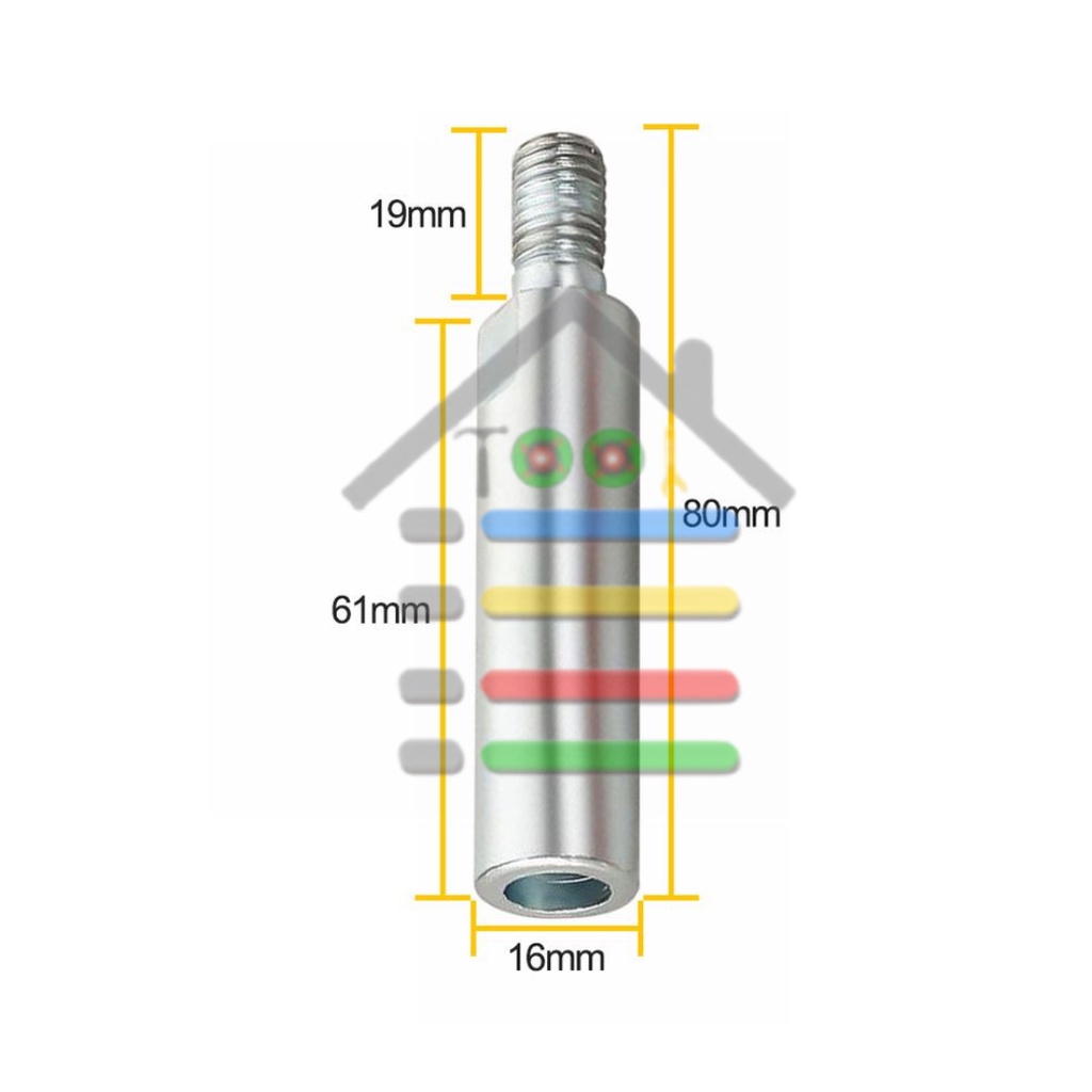 ADAPTER PEMANJANG 80MM MATA GERINDA EXTENTION SHAFT + RING PENJEPIT M10