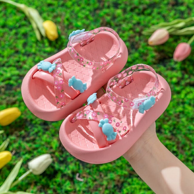 SH2245 Bisa COD Sepatu sendal anak jelly transparan sol tinggi bunga permen candie floweri cute lucu / Sendal Anak Perempuan  / Sepatu Sandal Selop Anak Perempuan/Sandal Anak Perempuan Bahan Karet Model Lucu size 14 - 19 untuk anak 1 sd 6 tahun