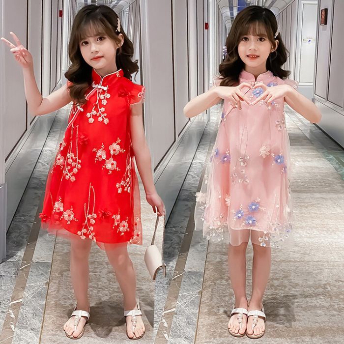 (CBG) Cheongsam anak perempuan import pink red
