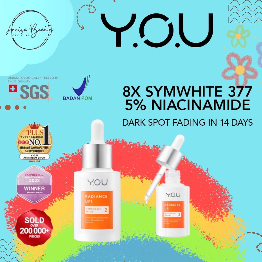 YOU 8× SymWhite 377 Radiance Up! Brightening Serum with Niacinamide Vitamin C | Atasi Bekas Jerawat and Dark Spot