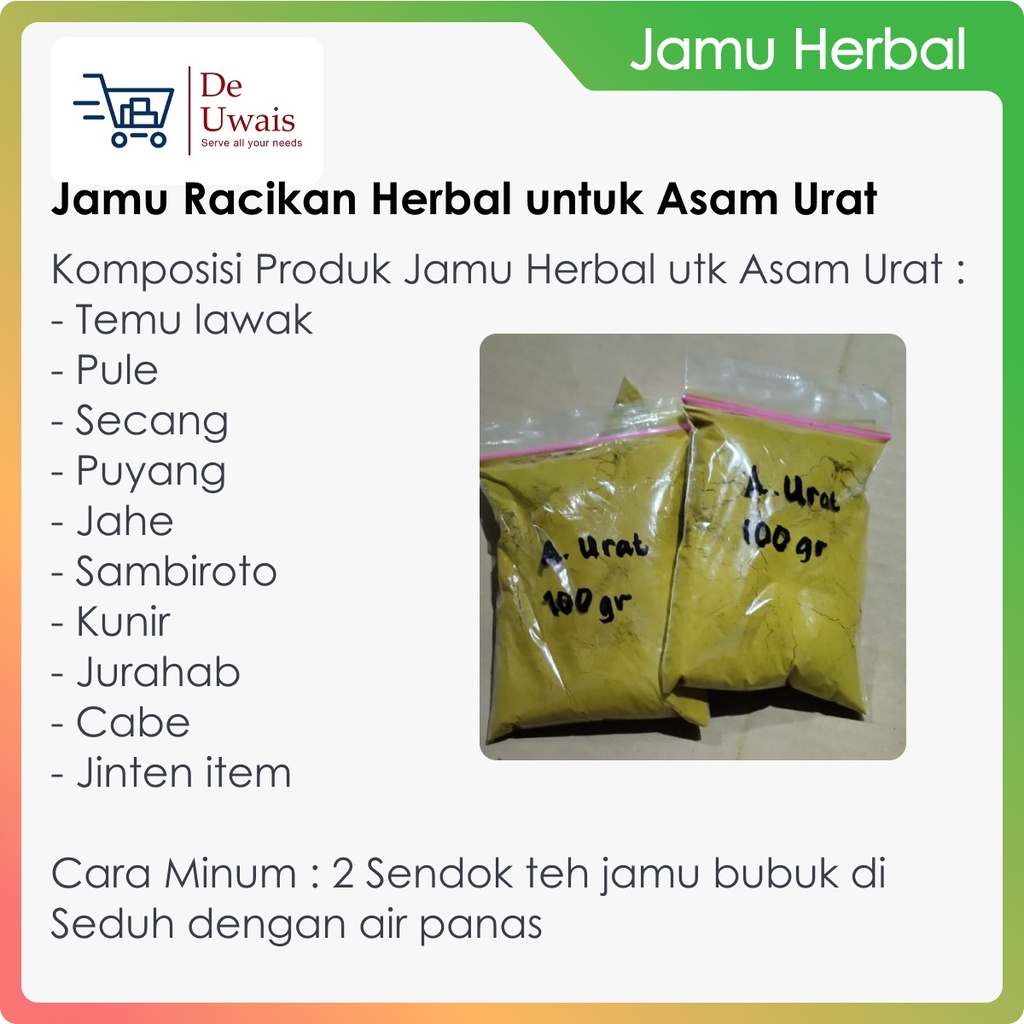 

Jamu Bubuk Seduh Racikan Berbagai Bahan Herbal Untuk Asam Urat