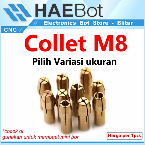 [HAEBOT] Collet 4.8mm M8 Drill Chuck Drill Bit Mini Bor Ukuran 0.5-3.0 mm 1 Pcs Brass Kuningan