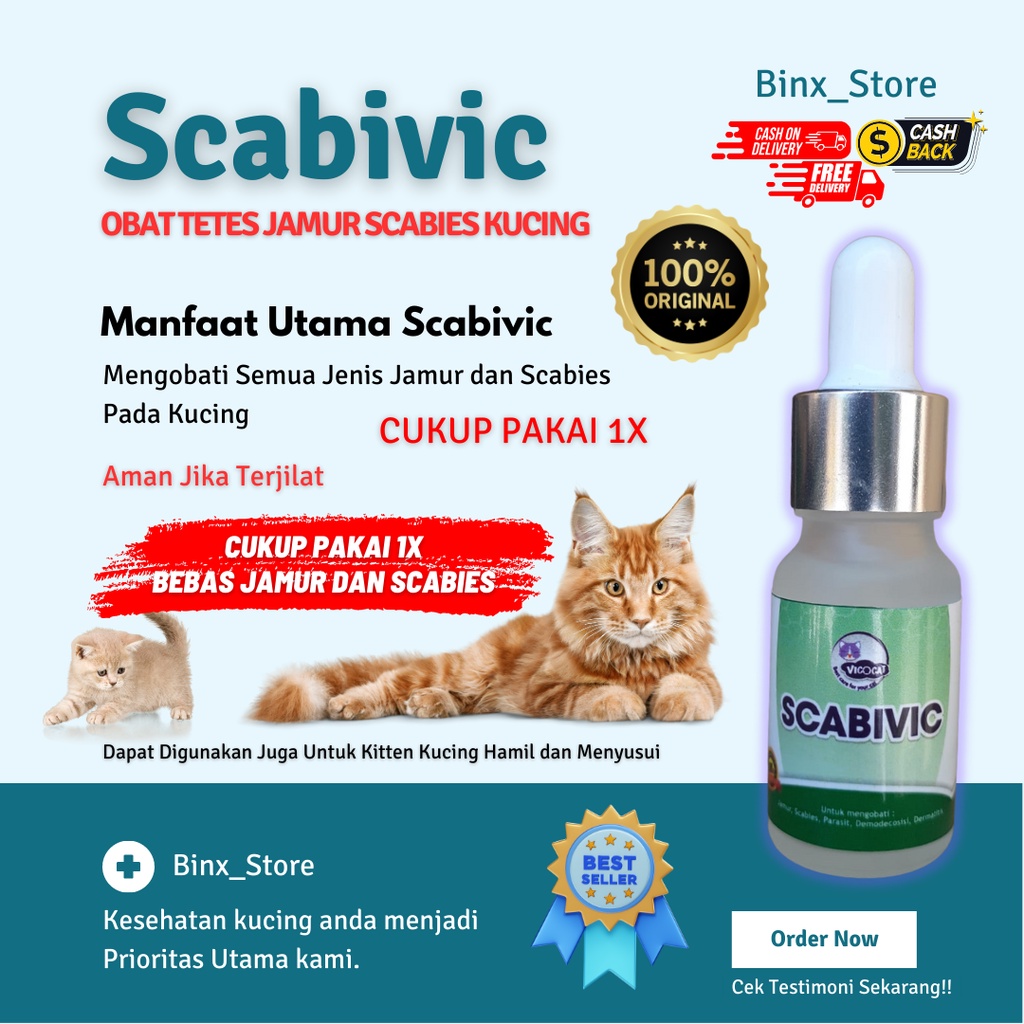 Cukup 1x Pakai Scabivic Ampuh Atasi Jamur dan Scabies Kucing