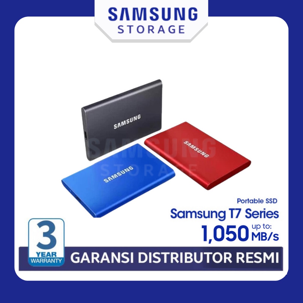 Samsung SSD T7 Portable 500GB / 1TB / 2TB SSD Portable SSD External SSD Eksternal HDD Hard Disk SSD WD SANDISK ADATA - Garansi Distributor Resmi 3 thn
