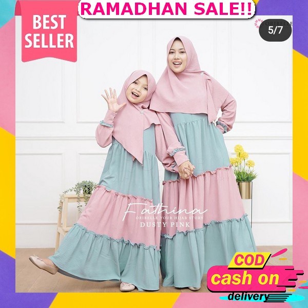 Arana Couple Baju Muslimah Ibu Dan Anak Perempuan Usia 9 Tahun Ke Atas Kekinian Motif Keren Gamis Ko