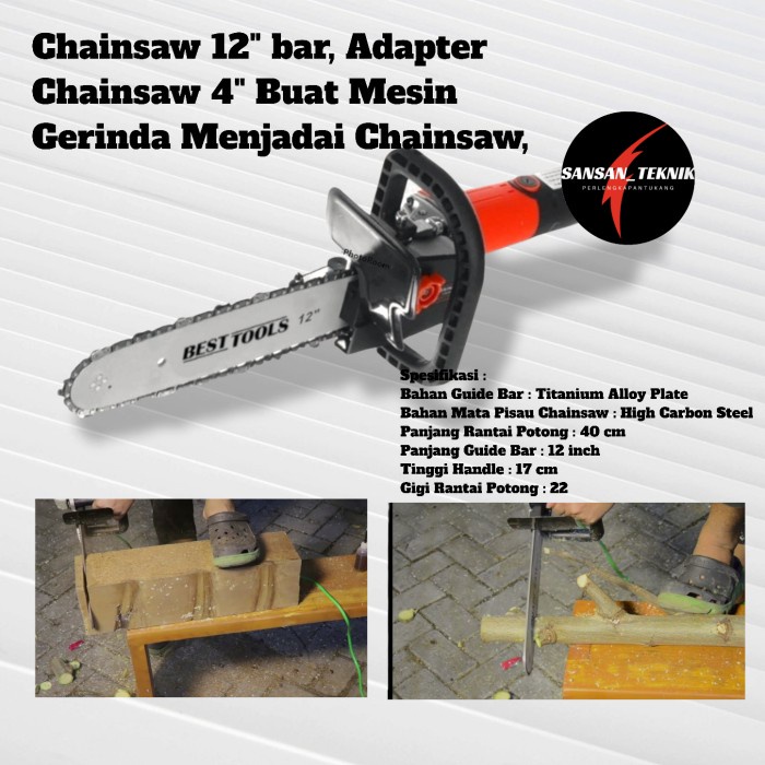 Adapter Chainsaw Gerinda/Converter/ Mesin Gerinda Jadi Chainsaw 4"