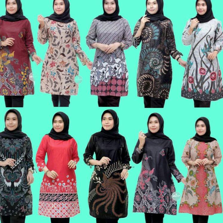 READY STOCK C25 Tunik Batik Wanita Size M-Jumbo ld 120cm Seragam Kantor Guru Kerja DLL | Baju Batik 