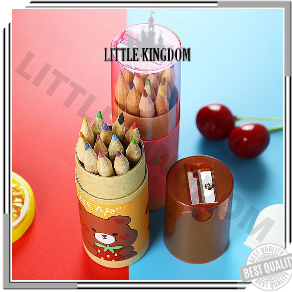 

LK Pensil Warna Dan Rautan 12 IN 1 Mini Color Pencils Quality Pensil Warna Karakter Kemasan Tabung Murah Kualitas Import