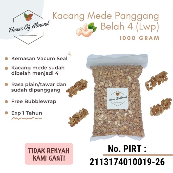 

Kacang Mede Panggang Belah 4 (Lwp) 1Kg