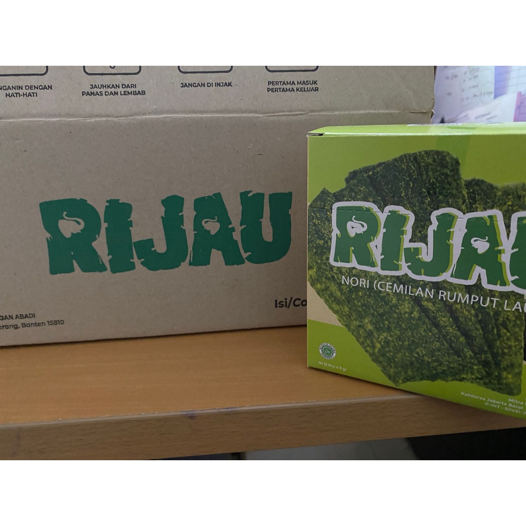 NORI Snack Rumput Laut RIJAU "RIpik Hijau" jual kartonan isi 60pcs bisa mix