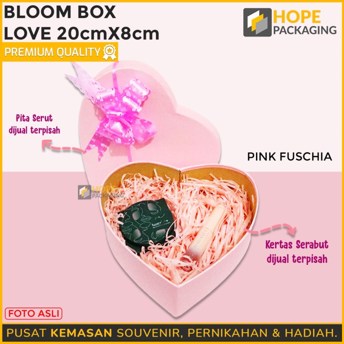 

⭐BISA COD⭐ Bloom Box Love Hati Size : 20x7 cm/Box Hadiah Souvenir Imlek/Valentine - Pink fuschia