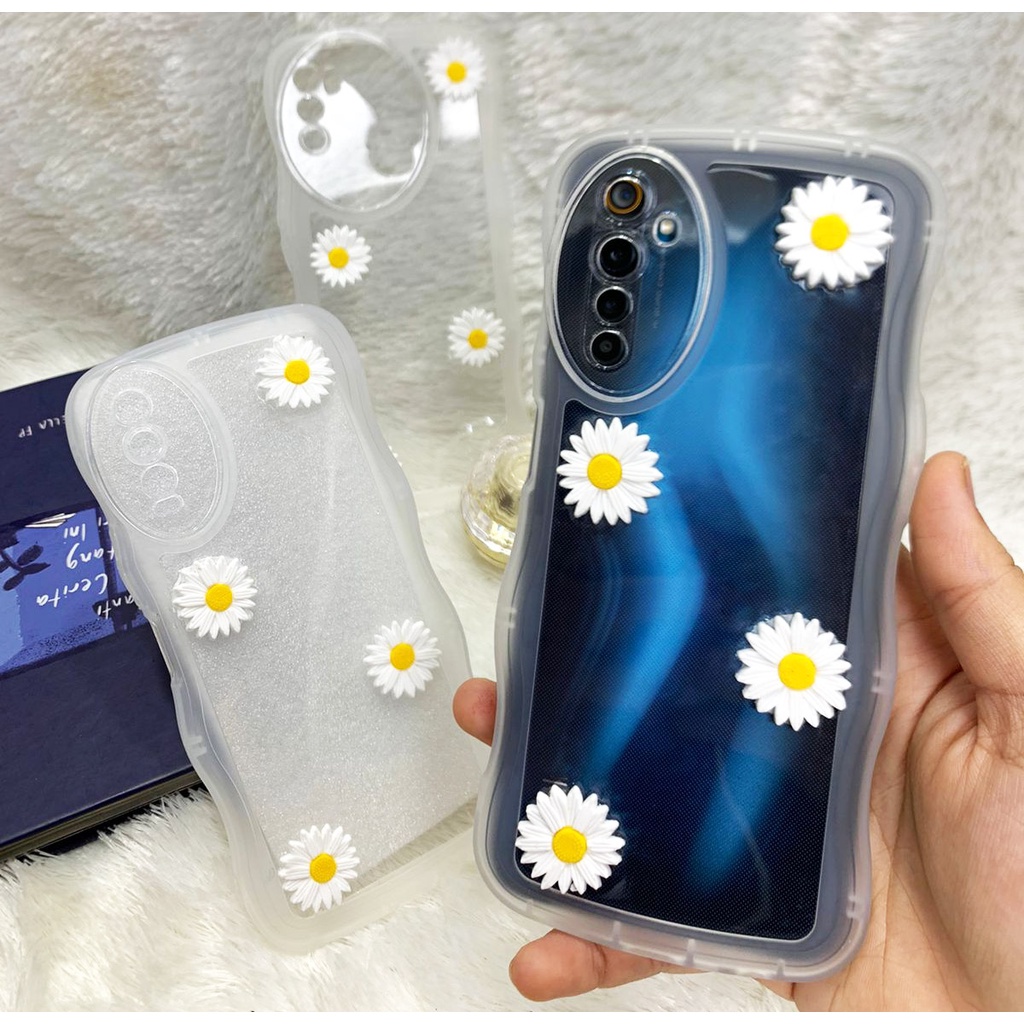 Case Gelombang Bunga Timbul for Vivo Y22 Y35 Y15S Y01 Y12/Y11/Y15/Y17 Y20/Y12S Y20S/Y30S Y30/Y50 Y91