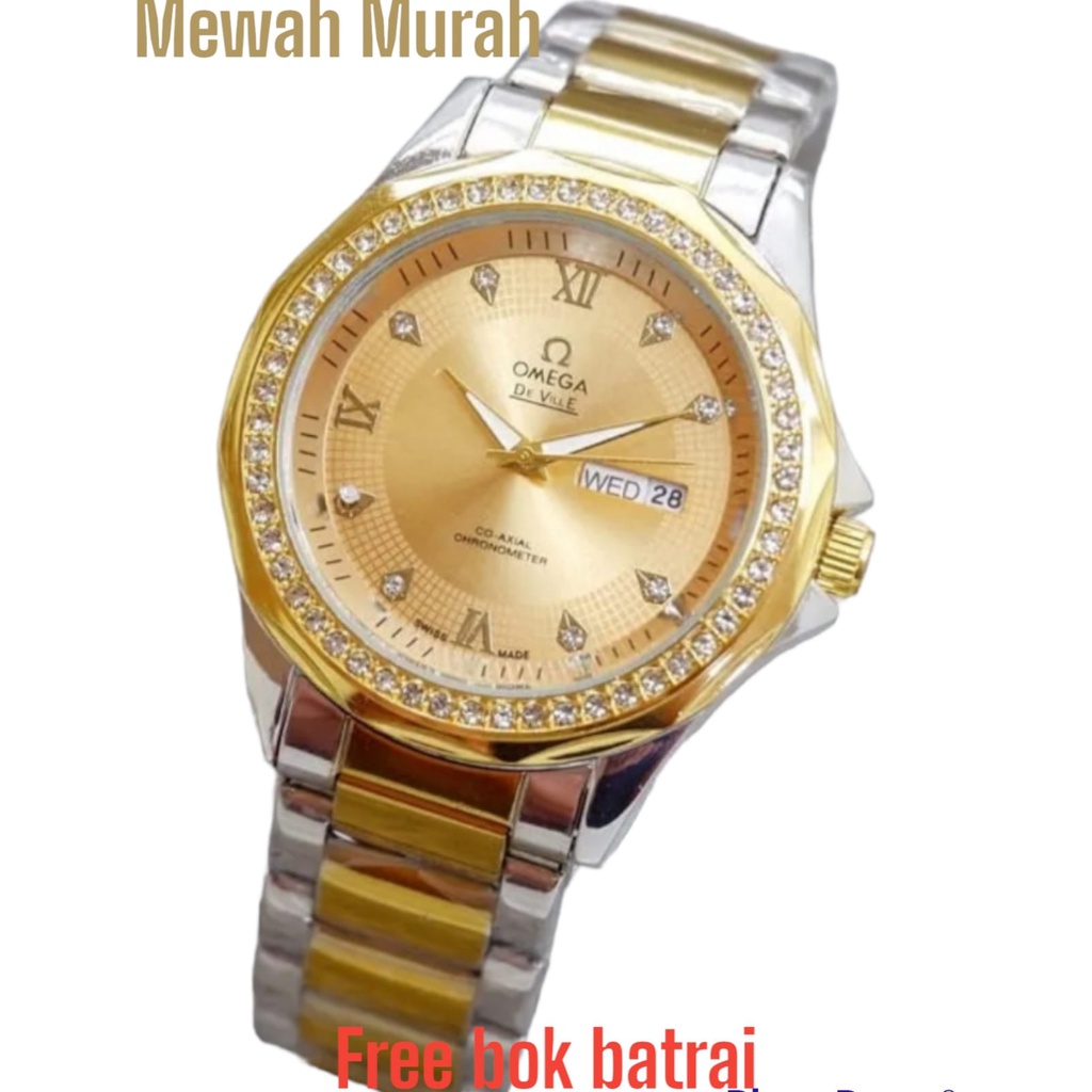 HARGA PROMO TERMURAH / Jam Tangan Pria Terlaris Tanggal Hari Aktif//Jam Tangan Cowok Mewah Case Permata /Arloji Pria Stainless Steel Terviral