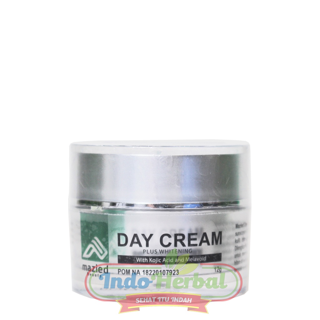 DAY CREAM PLUS WHITENING 12gr MAZIED - Wajah tampak Lembab dan Cerahdengan Alpha Arbutin dan Thocoperol