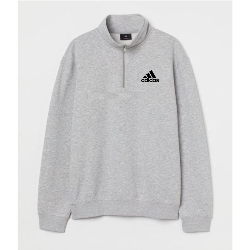 Sweater Running Adidas Basic Half Zipper Logo Beige Premium