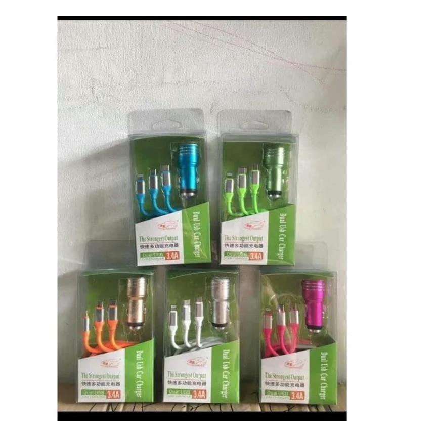 Dual USB Charger Mobil 4.8A / Car Charger HP Model Peluru 12-24V