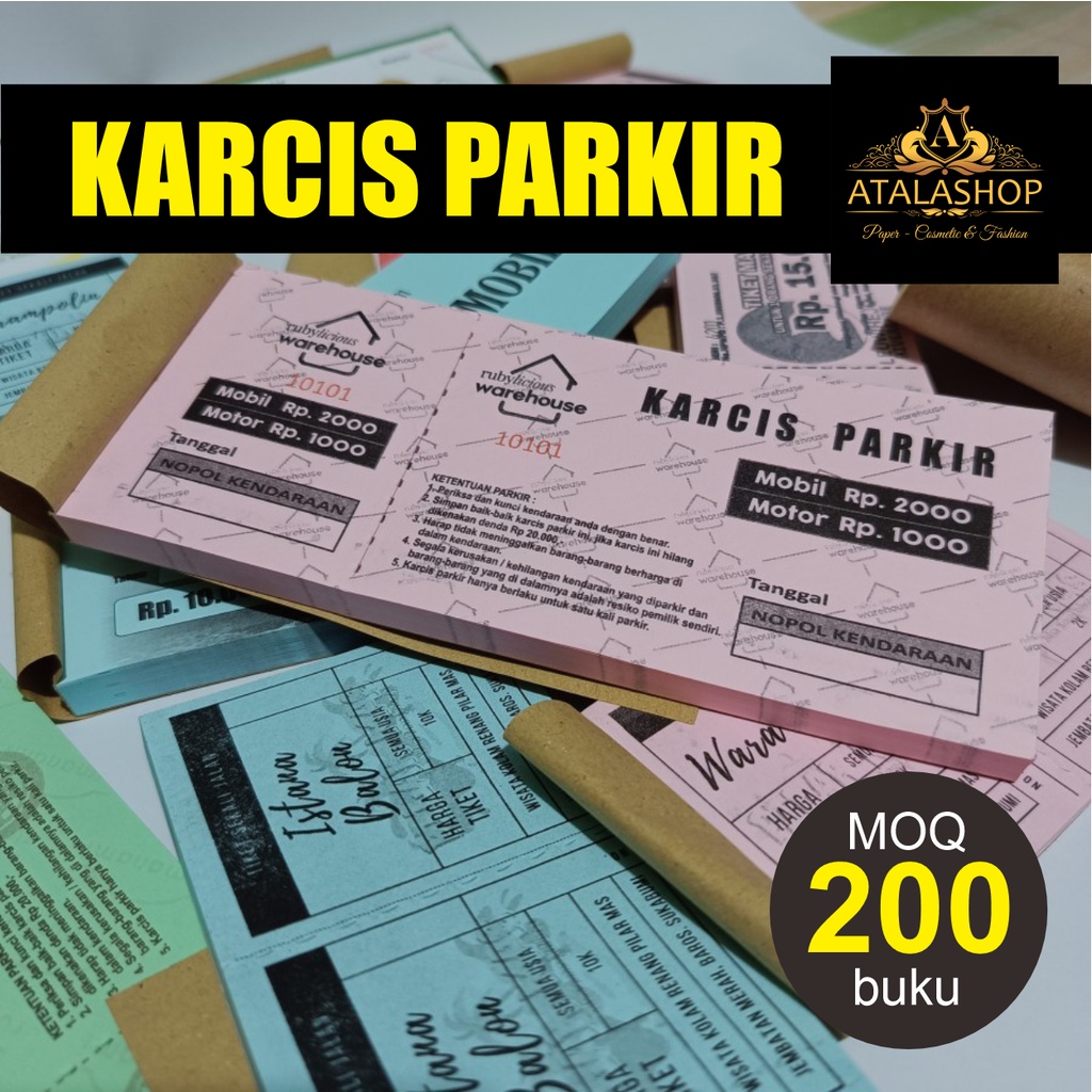 

Karcis Parkir Mobil Motor Valet Objek Wisata Taman Rekreasi Pasar Mall CUSTOM MOQ 200 buku