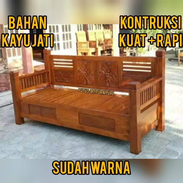 PJ1 Bangku Bale-bale Minimalis Kayu Jati Harga Murah - 80x150cm
