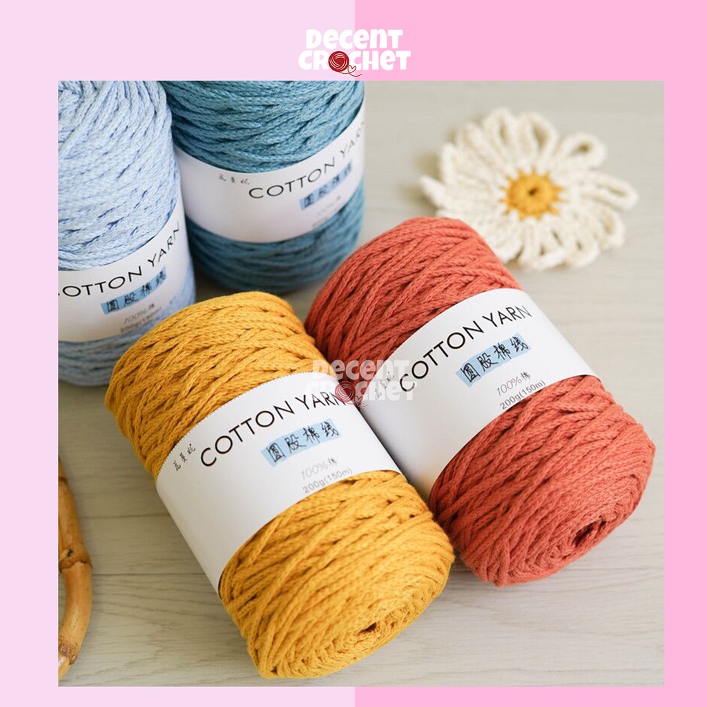 Benang Rajut Katun Macrame 100% Cotton Cordless Cotton Rope 150m 200gr