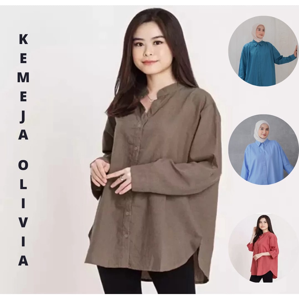 AFI - EC - OLIVIA SHIRT LINEN OVERSIZE KEMEJA LINEN OVERSIZE BLOUSE LINEN WANITA