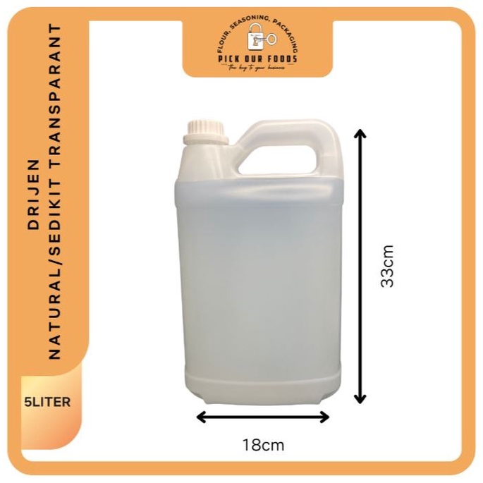 Jerigen 5L / Jerigen 5 liter HDPE transparan plus tutup dan plug