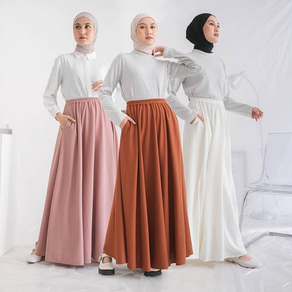 HARGA TERMURAH Vafe Skirt by Rokgaliya | rok lebar | rok waffle | rok daily