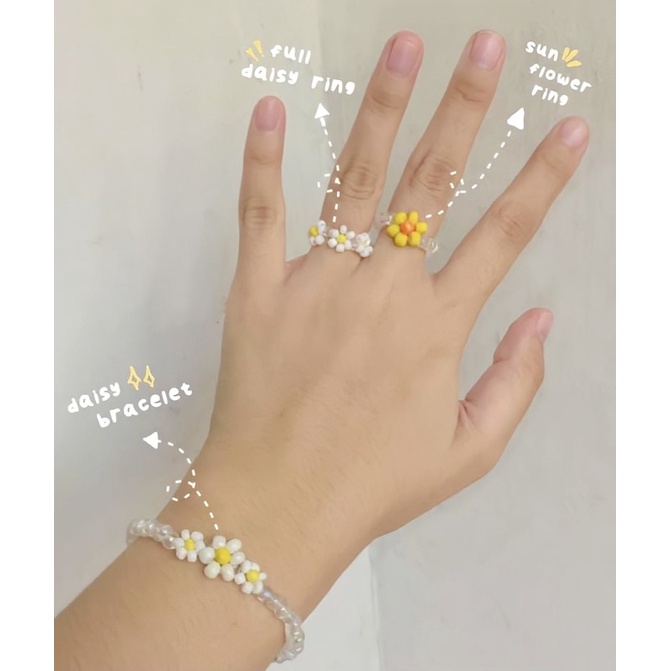 One set Daisy Beads / cincin gelang daisy / korean rings