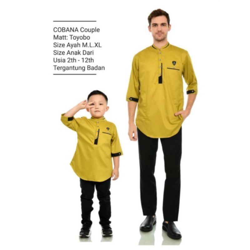 Baju Koko Couple Ayah Dan Anak Warna Lemon Koko Kurta Couple Warna Lime