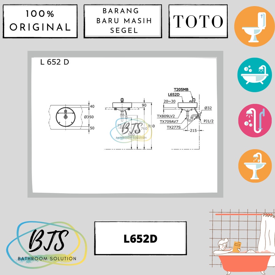 Wastafel meja TOTO L652D/ L 652 D/ L 652D/ L652 D/ L652D / L652