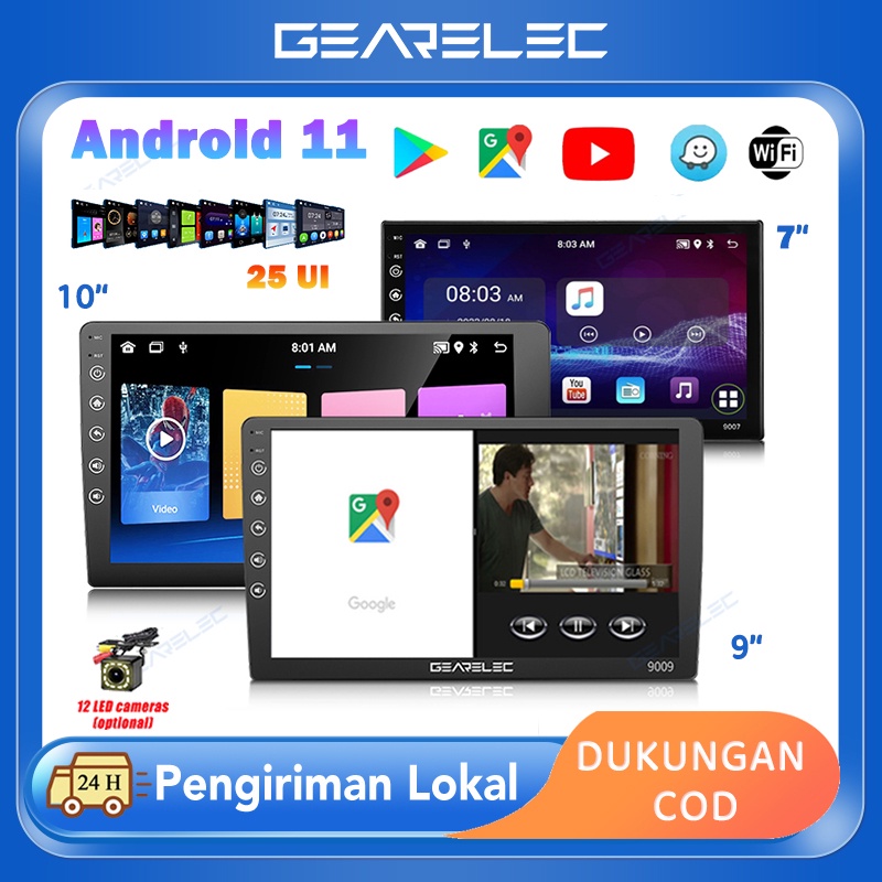 【Hadiah gratis】Mobil Navigasi Android 11 Head Unit 7/9/10inci with 25 tema untuk TOYOTA Daihatsu Mitsubishi HONDA SUZUKI Hyundai NISSAN IPS Lapisan Layar Sentuh  Dukungan WiFi/GPS/youtube