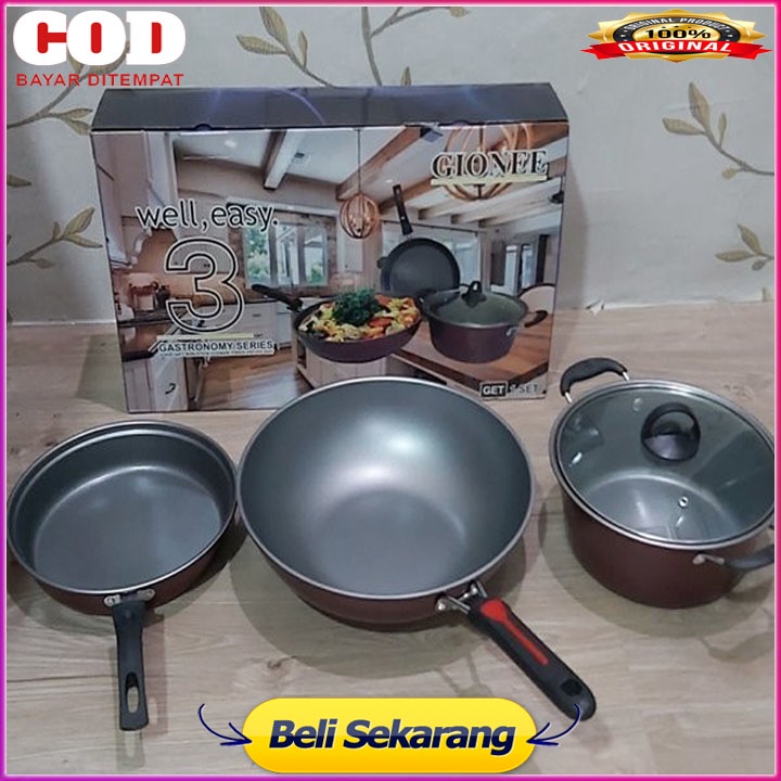 Panci Set Gione Well Easy Gastronomy Series Isi 3 Wajan Penggorengan BERGARANSI