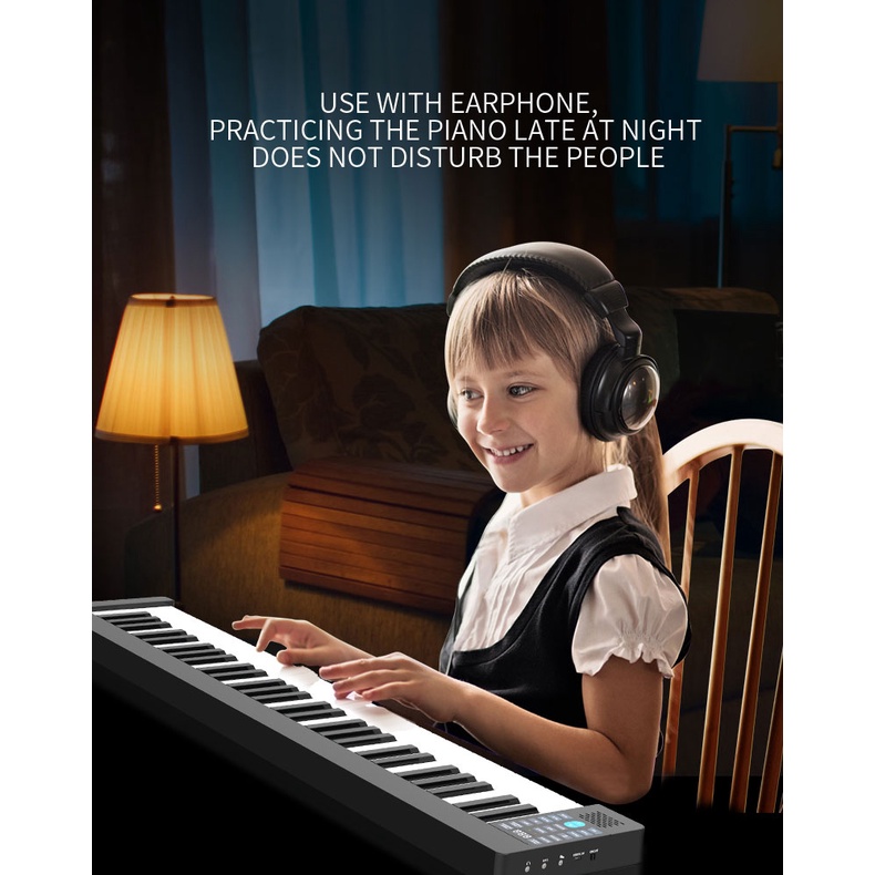 Piano lipat elektrik 61 keys keyboard piano alat musik pianika anak laci keyboard