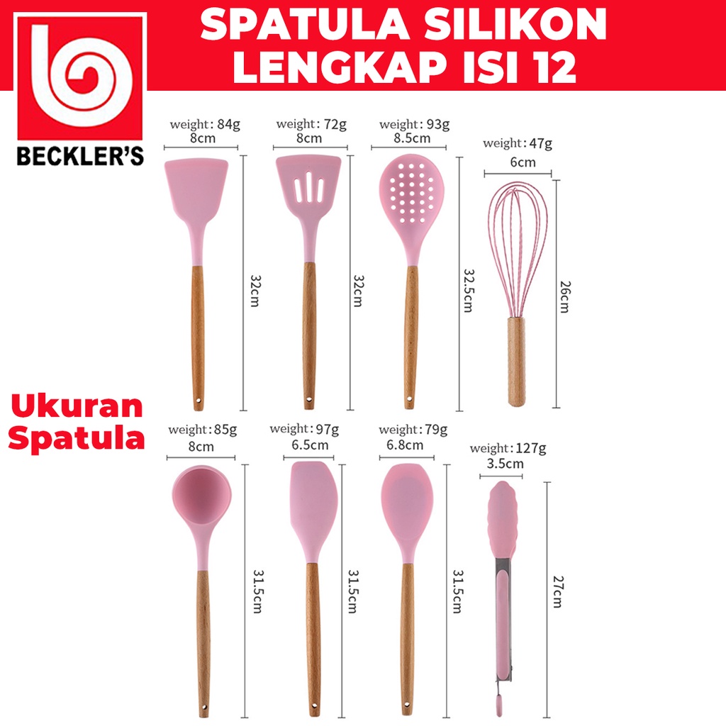 Sutil Silikon Set isi 12 in1 / Silicone Kitchen Set BPA Free + Wadah + Alas Sendok