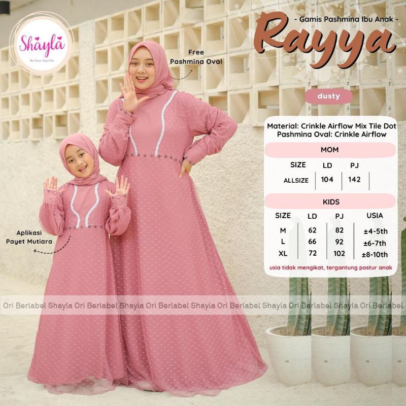 RAYYA DRESS Couple free pashmina By NSK | Couple Ibu Anak