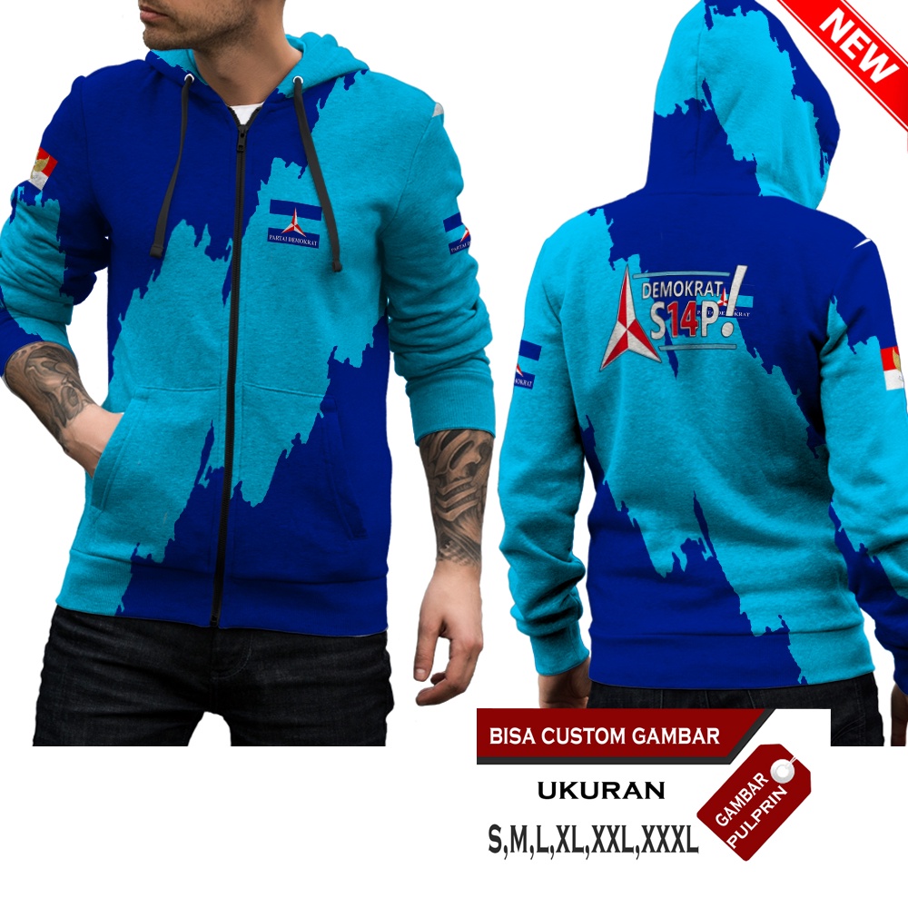 KAOS BAJU PARTAI DEMOKRAT PEMILU PILPRES PRESIDEN 2024 INDONESIA PDL 3D Jersey Kaos Pria/Kaos Wanita