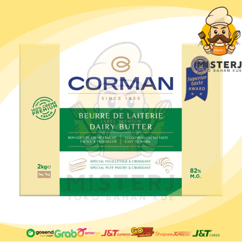 

Corman Dairy Butter Sheet Special + ES BATU | Kemasan Repack | 250 Gram | 500 Gram | 1 Kg | Special Puff Pastry & Croissant